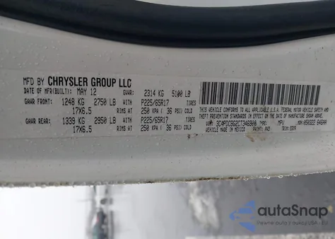 2012 Dodge Journey Sxt from USA, damaged, VIN 3C4PDCBG2CT346900